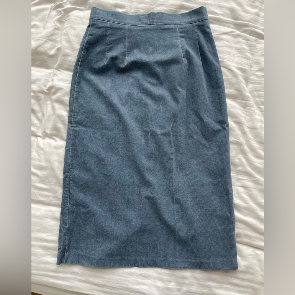 Corduroy midi pencil skirt from Korea